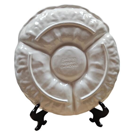 Shafford Org 1982 Green Cabbage Lettuce 4 Part Relish Plate 13" D with side dish - Picture 2 of 6